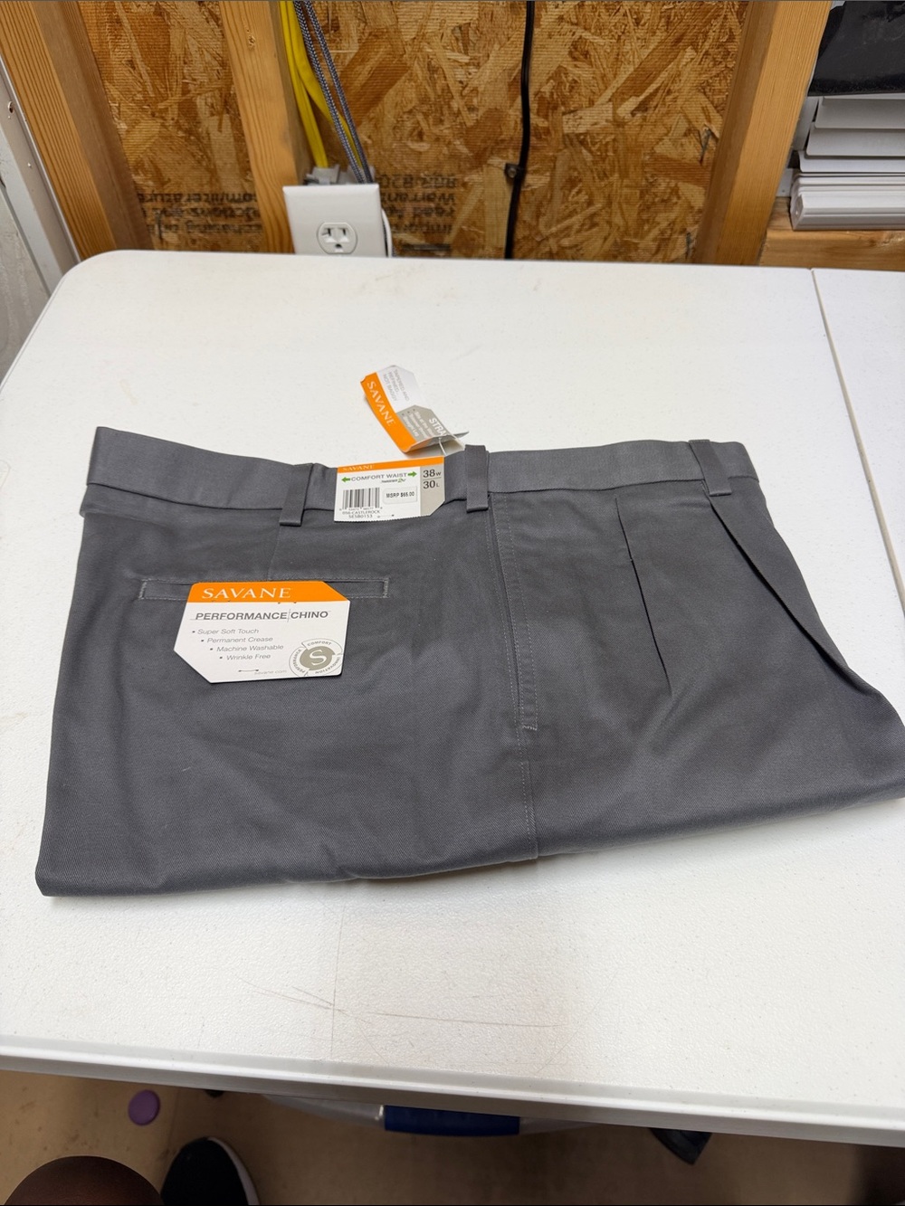 Savane Men's 38x30 Performance Chino Pants - Gray (097)